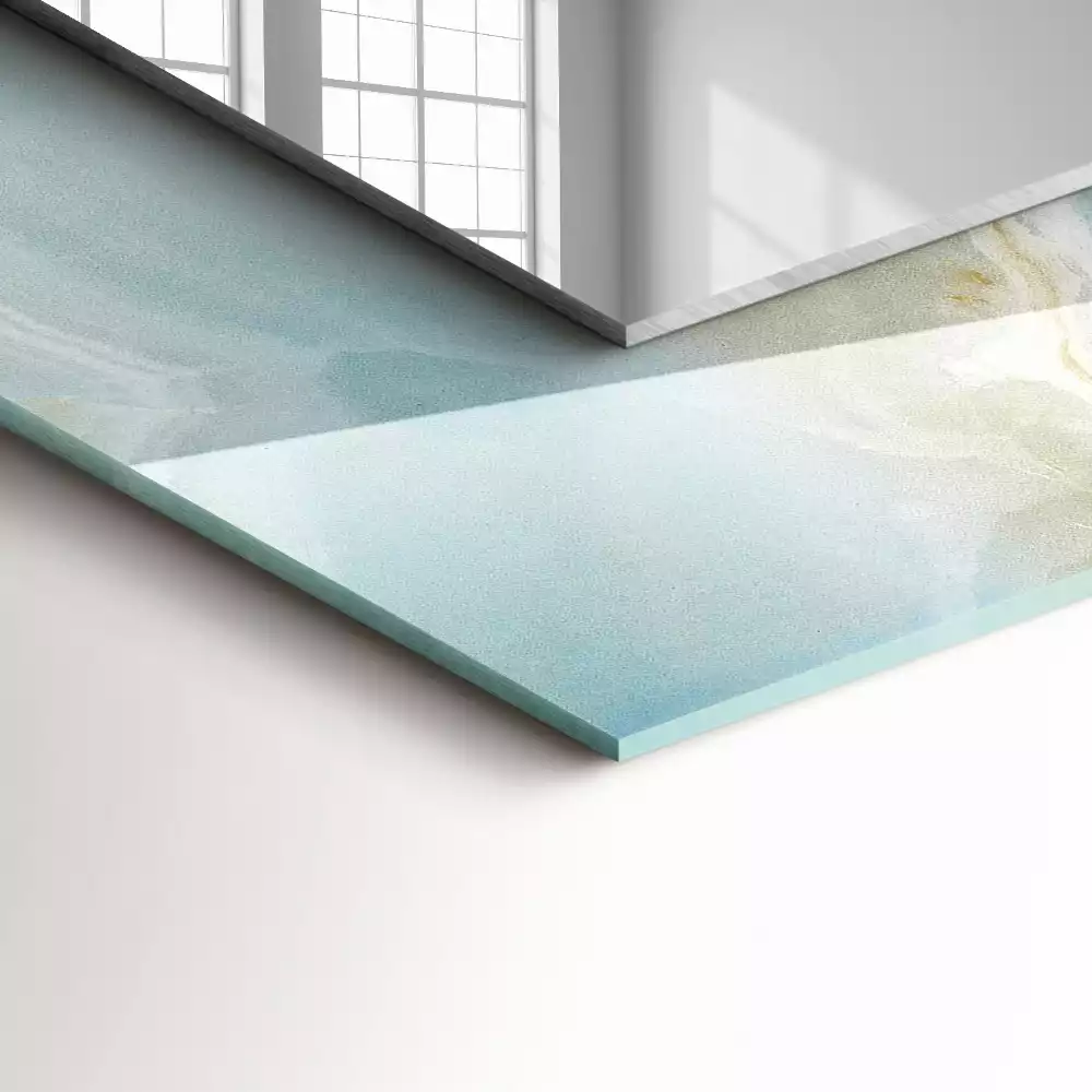 Lustro prostokątne z nadrukiem w motywie błękitnego marmuru onyx