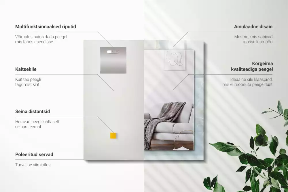 Lustro prostokątne z nadrukiem w motywie błękitnego marmuru onyx