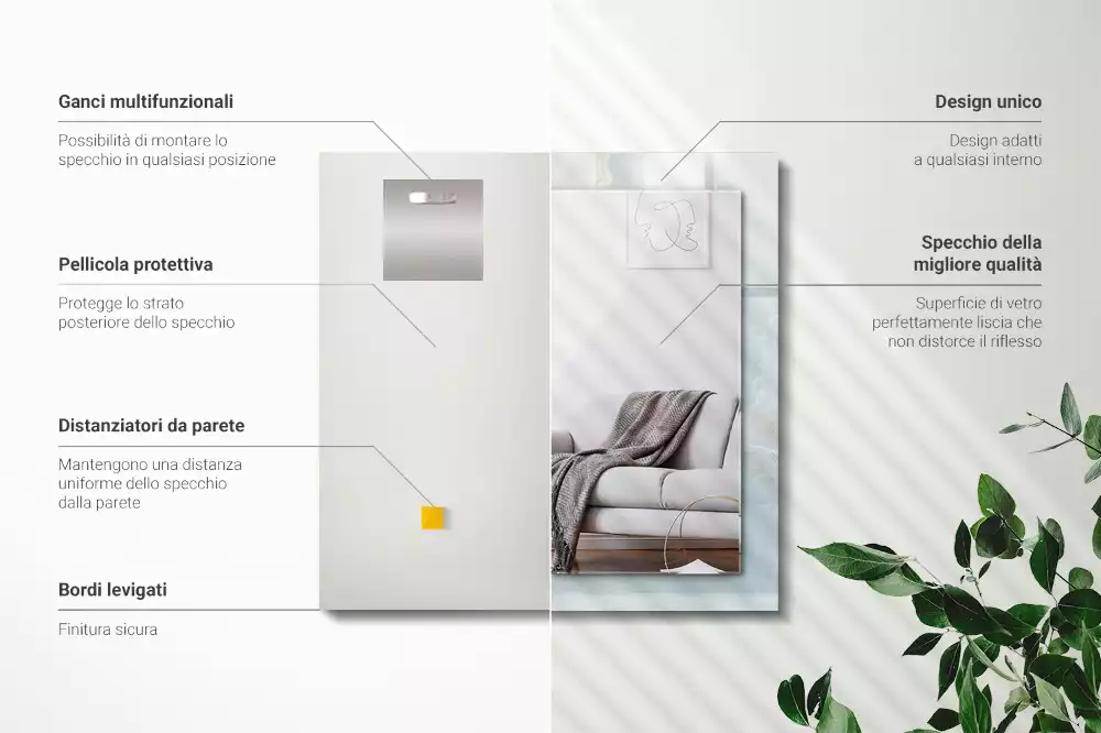 Lustro prostokątne z nadrukiem w motywie błękitnego marmuru onyx