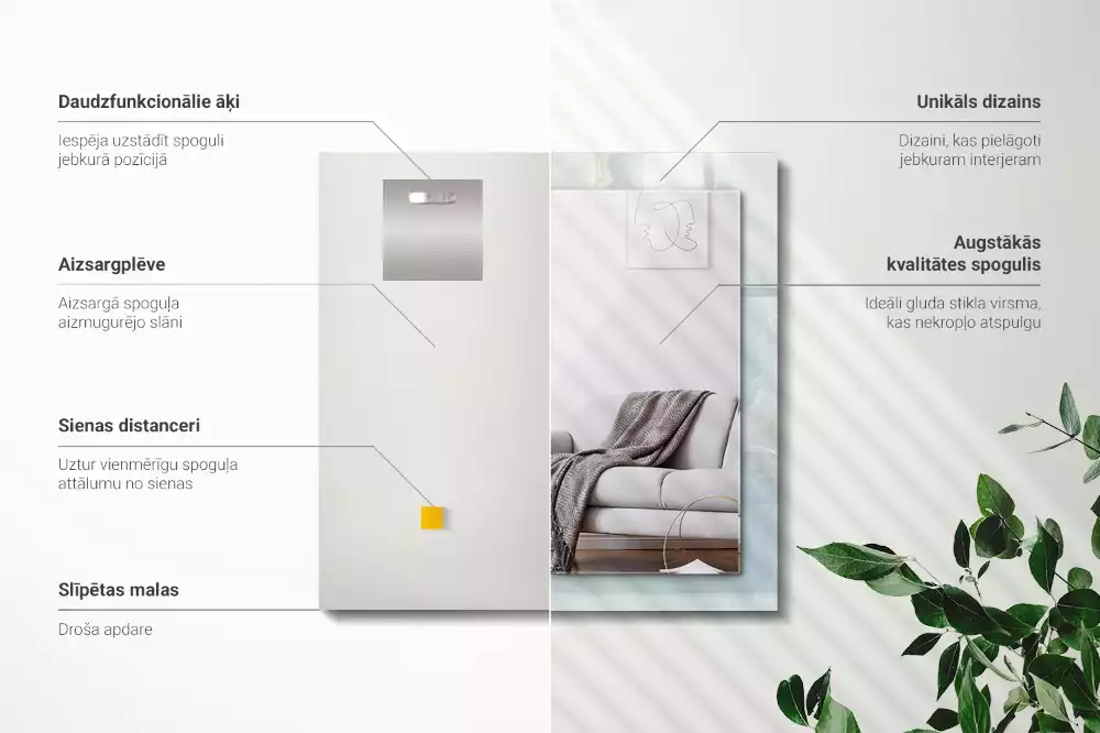 Lustro prostokątne z nadrukiem w motywie błękitnego marmuru onyx