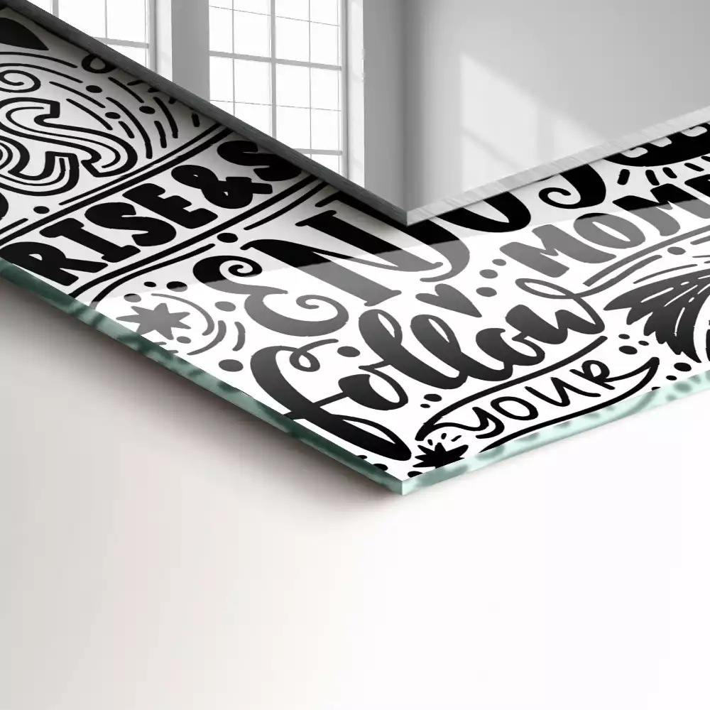 Lustro prostokątne z nadrukiem motywacyjnych napisów w ręcznym stylu
