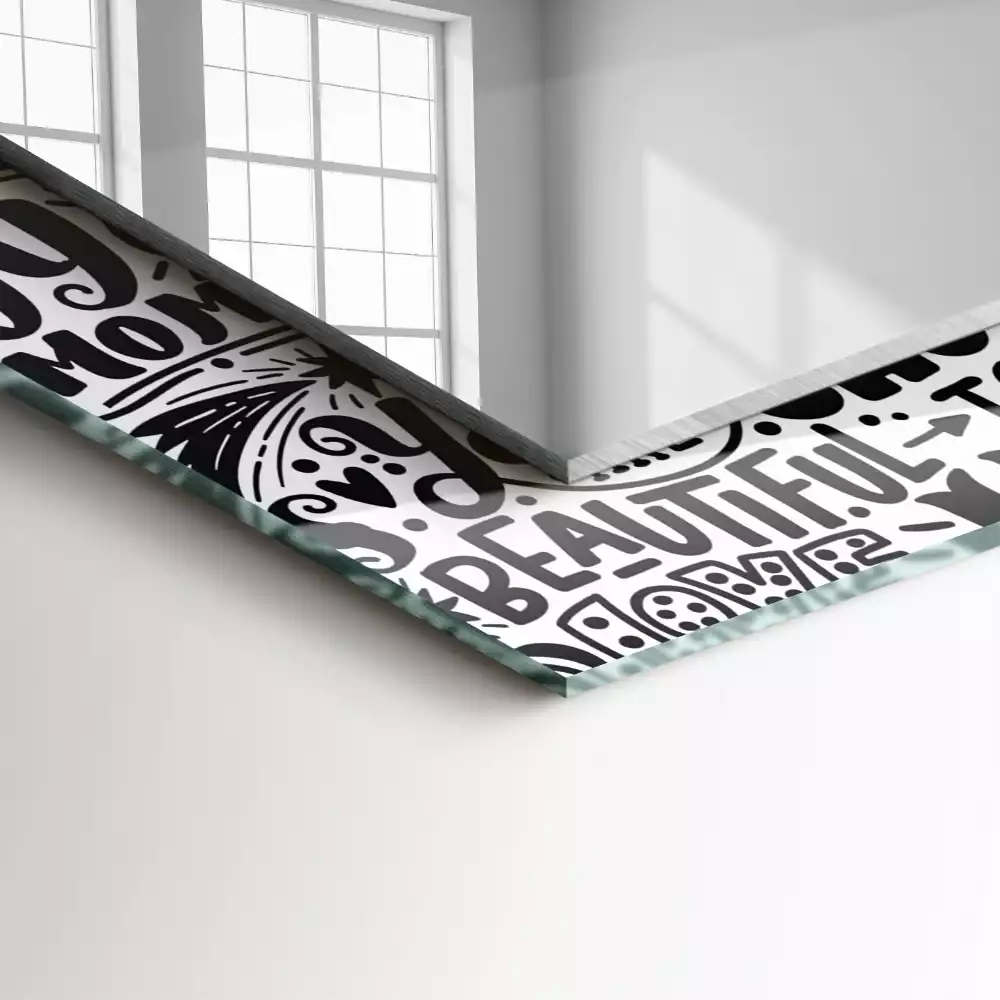 Lustro prostokątne z nadrukiem motywacyjnych napisów w ręcznym stylu