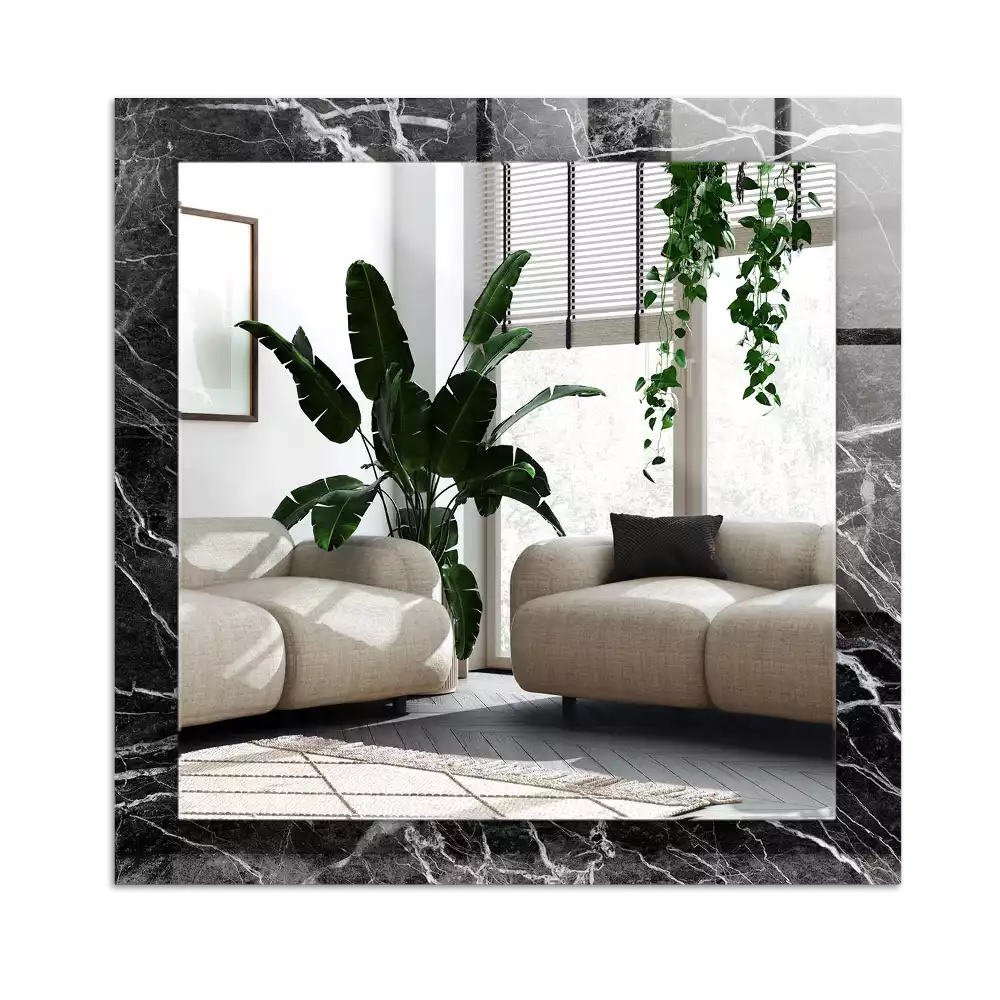 Lustro dekoracyjne prostokątne w kolorze czarnego marmuru