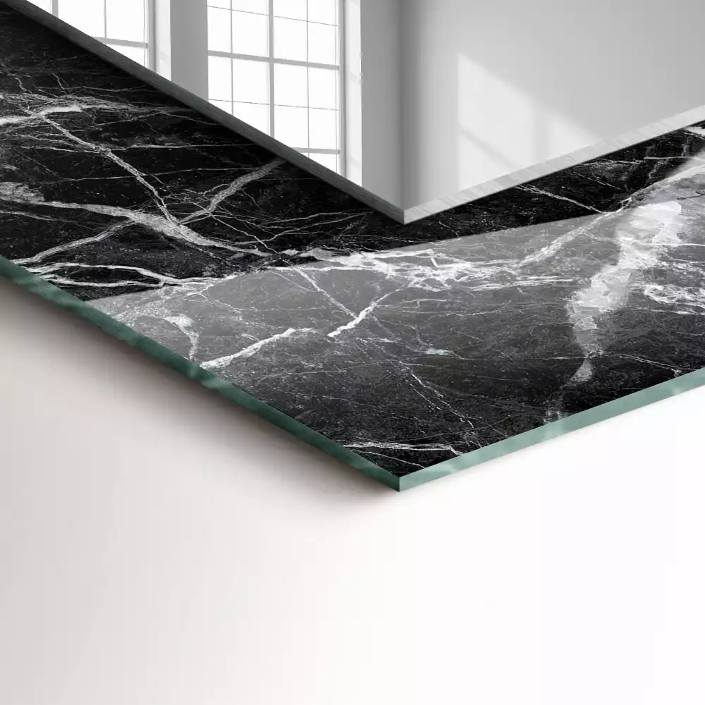 Lustro dekoracyjne prostokątne w kolorze czarnego marmuru