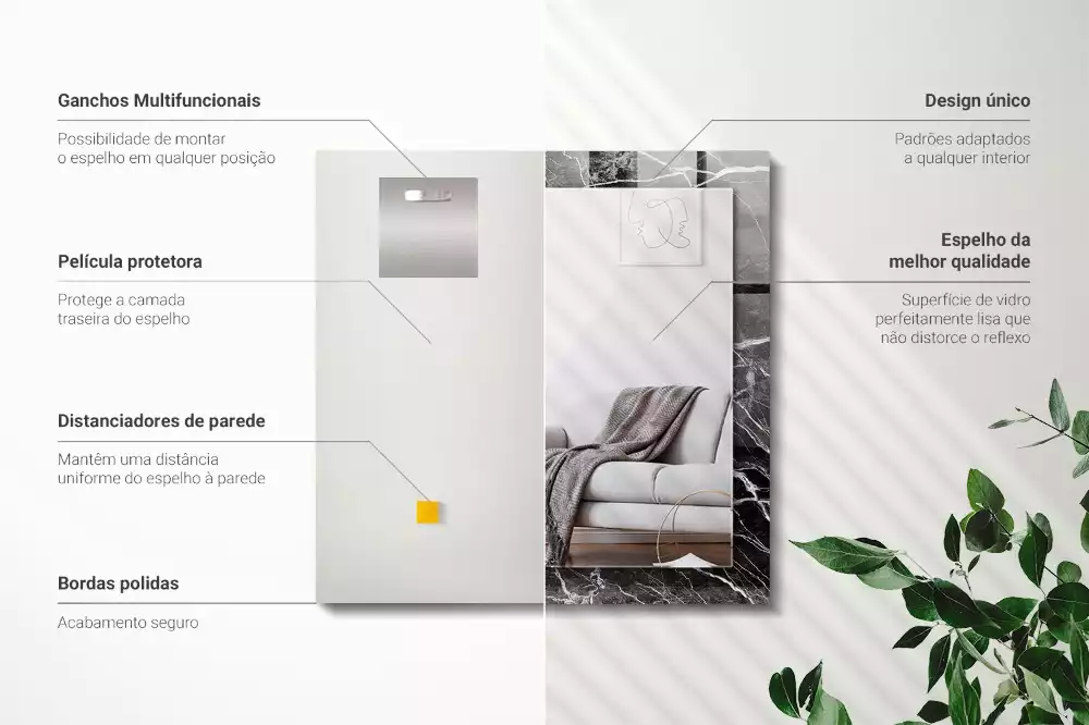 Lustro dekoracyjne prostokątne w kolorze czarnego marmuru