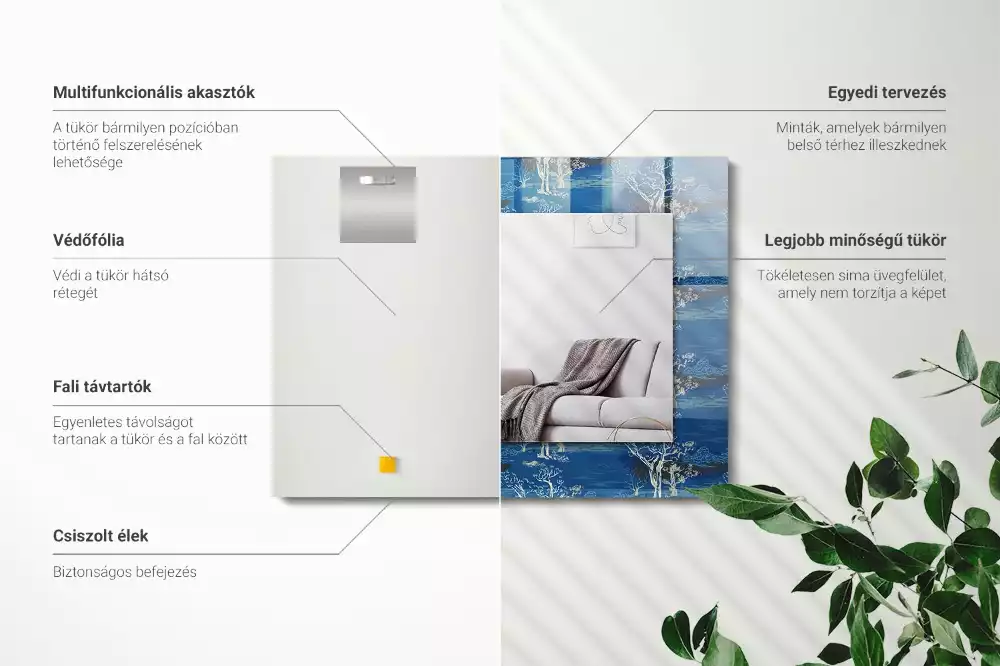 Lustro z nadrukiem przedstawiającym drzewa i krajobraz