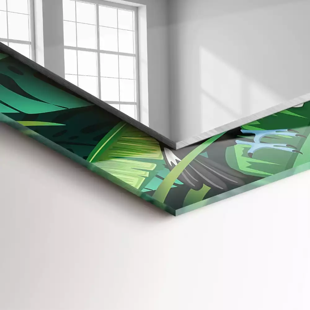 Lustro dekoracyjne prostokątne z motywem tukana i liści dżungli