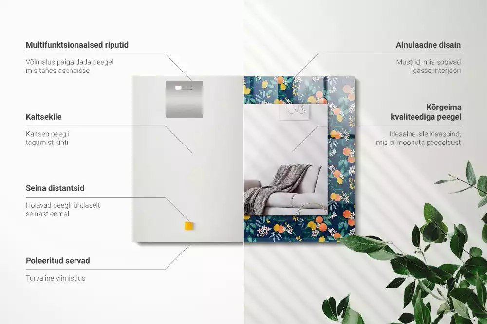 Lustro dekoracyjne prostokątne z motywem kwiatów i owoców