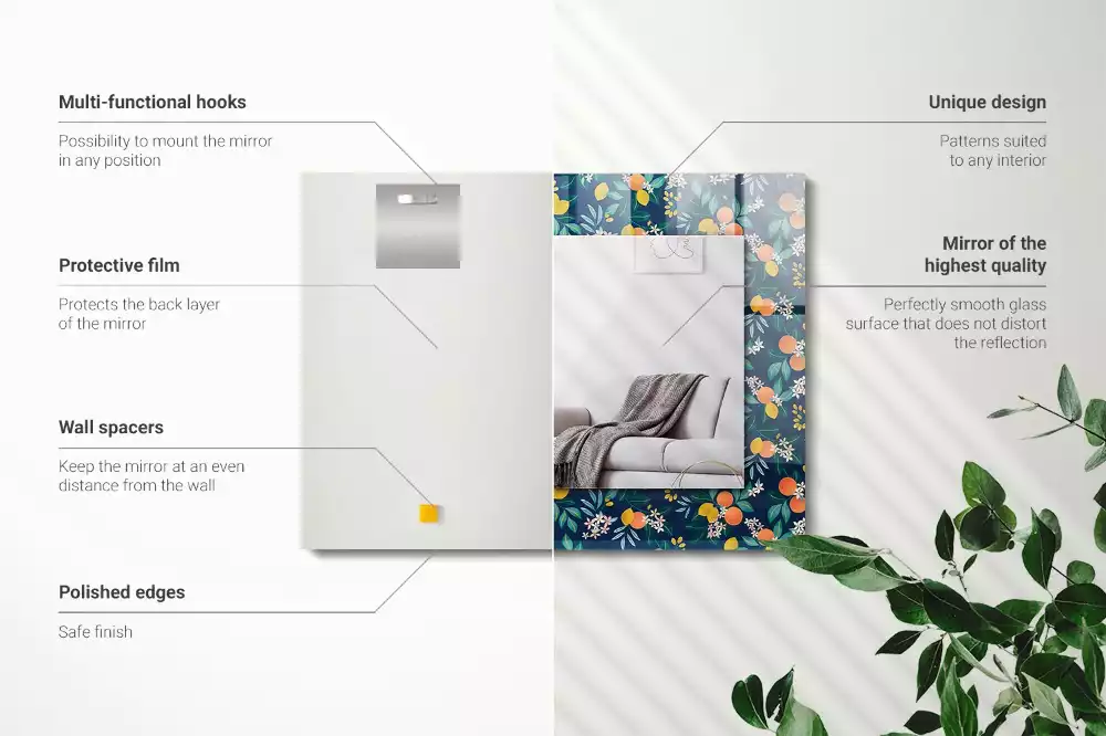 Lustro dekoracyjne prostokątne z motywem kwiatów i owoców