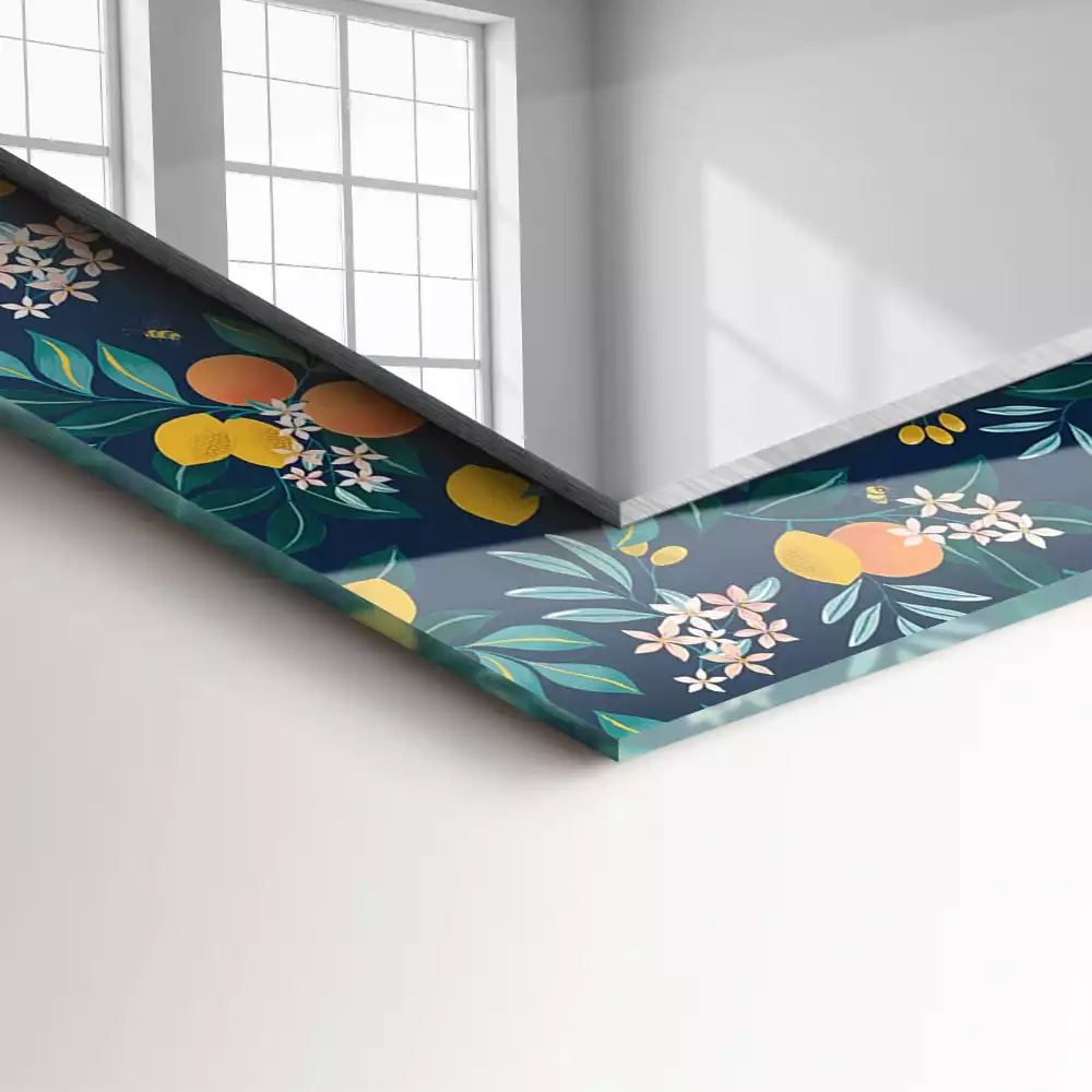 Lustro dekoracyjne prostokątne z motywem kwiatów i owoców