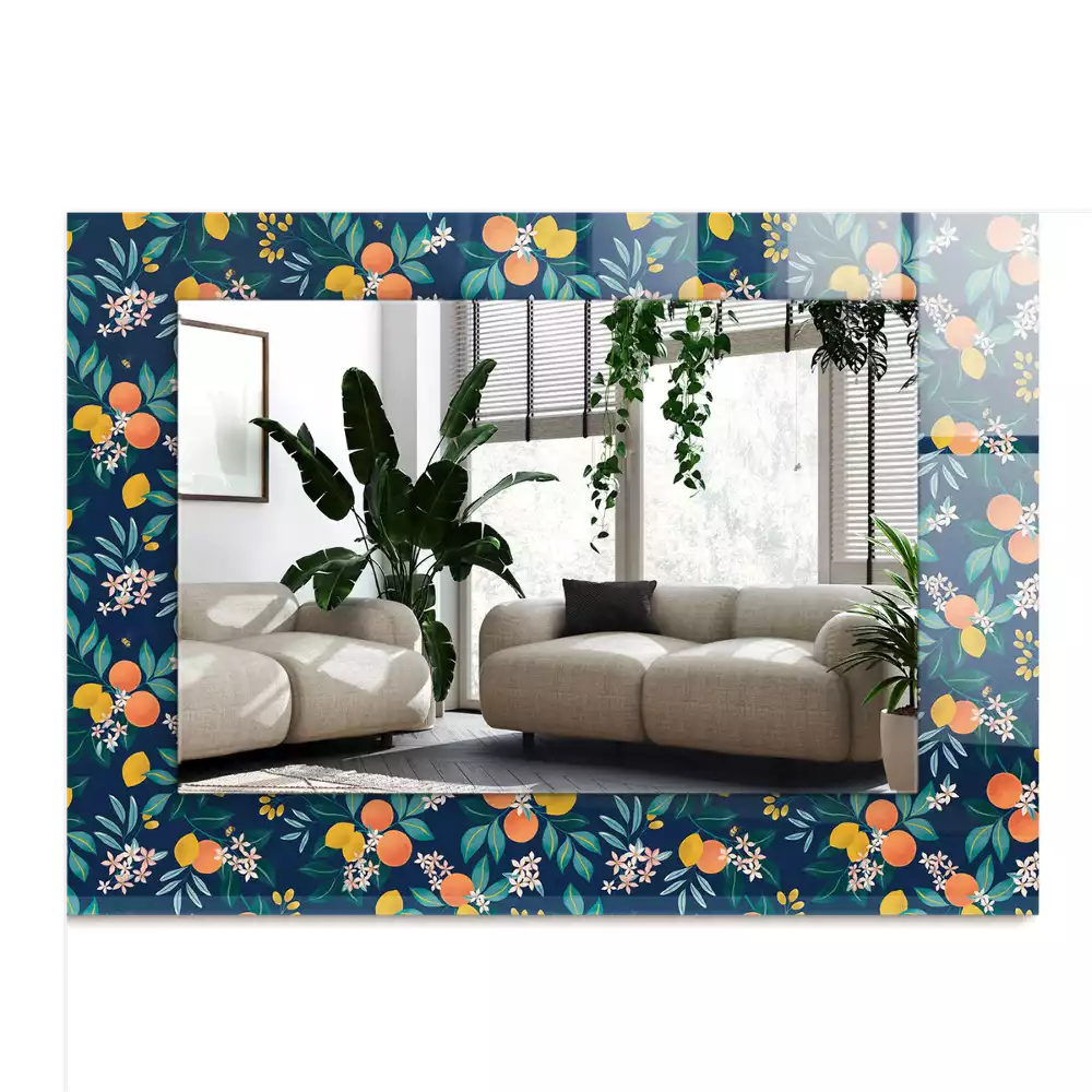 Lustro dekoracyjne prostokątne z motywem kwiatów i owoców