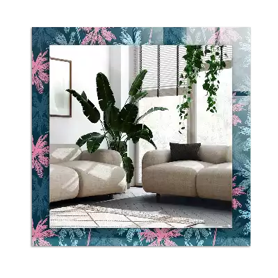 Lustro z nadrukiem prostokątne Palmy wzór kolorowy