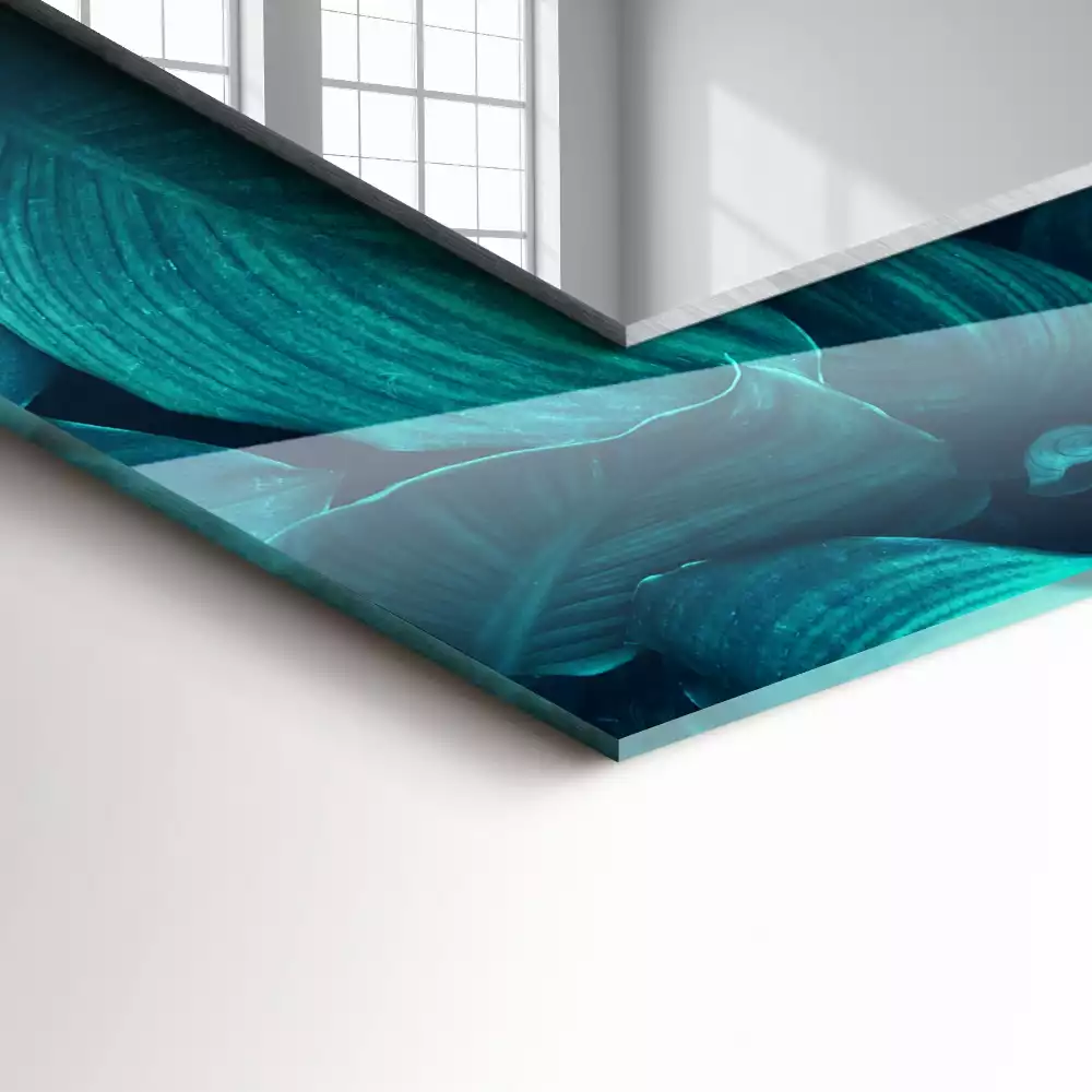 Lustro dekoracyjne prostokątne z motywem zielonych liści