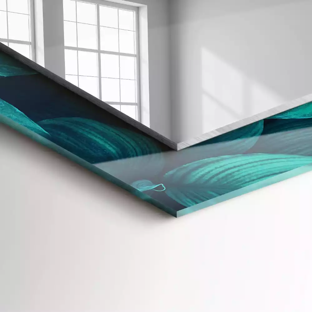 Lustro dekoracyjne prostokątne z motywem zielonych liści