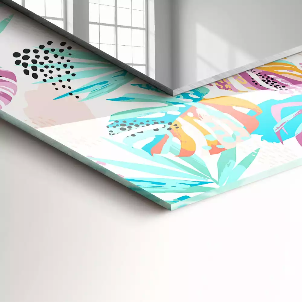 Lustro dekoracyjne z motywem kolorowych liści tropikalnych