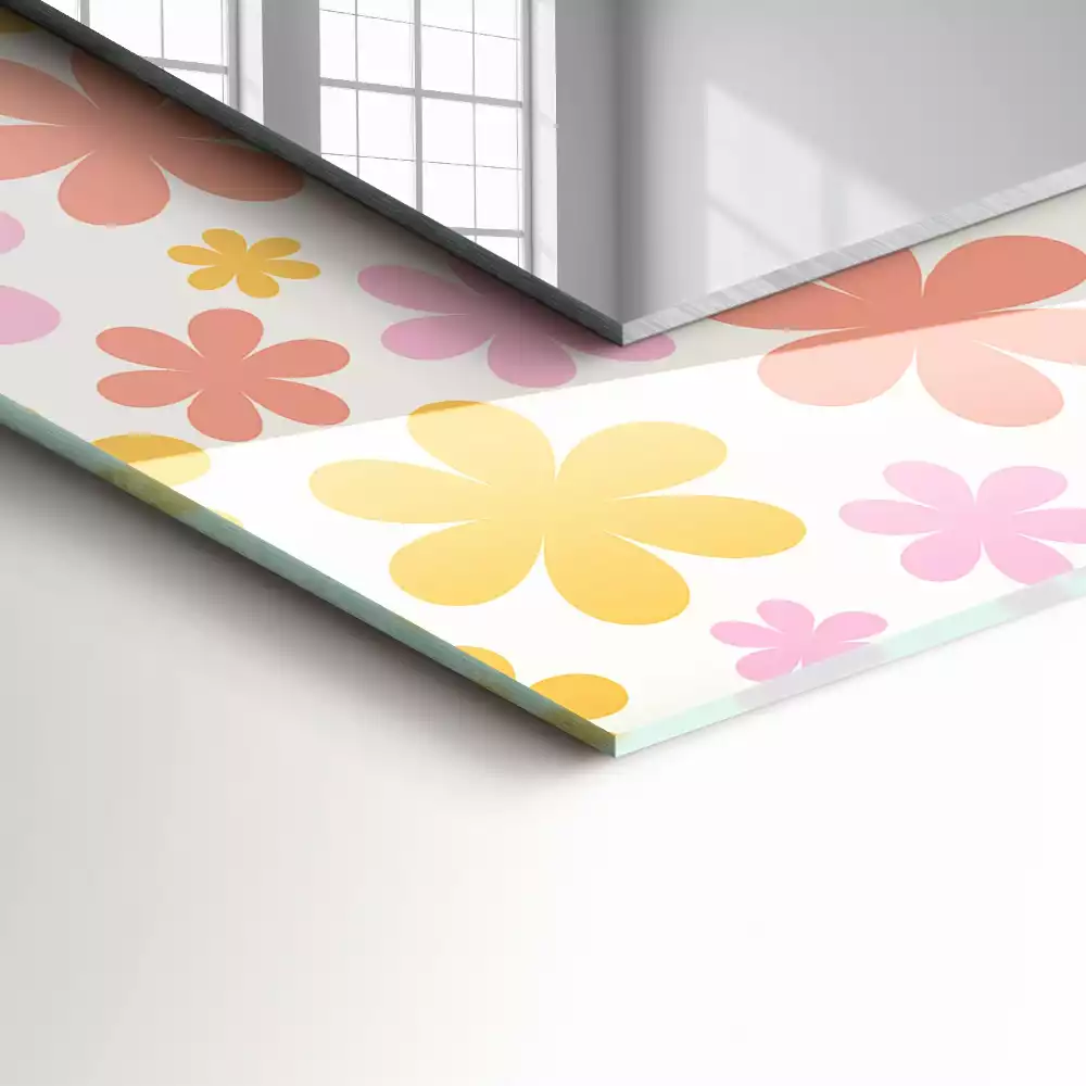 Lustro dekoracyjne prostokątne z motywem kwiatowym