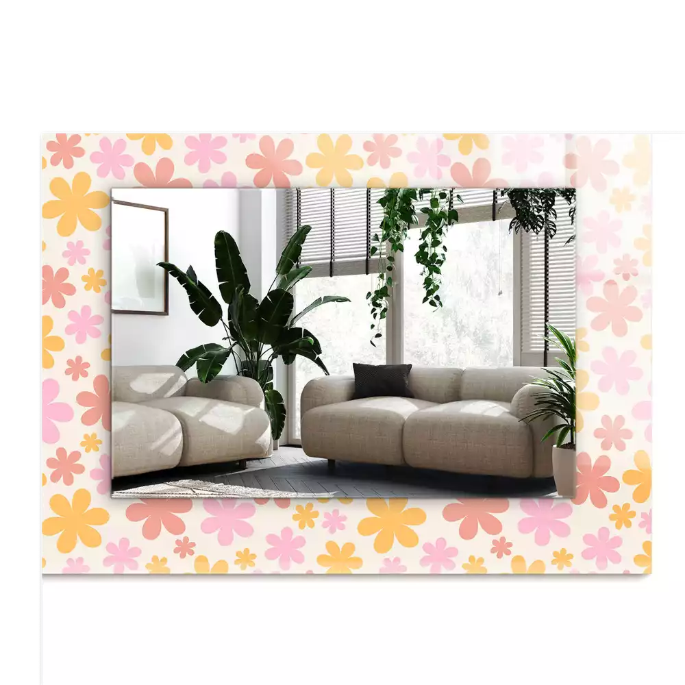 Lustro dekoracyjne prostokątne z motywem kwiatowym