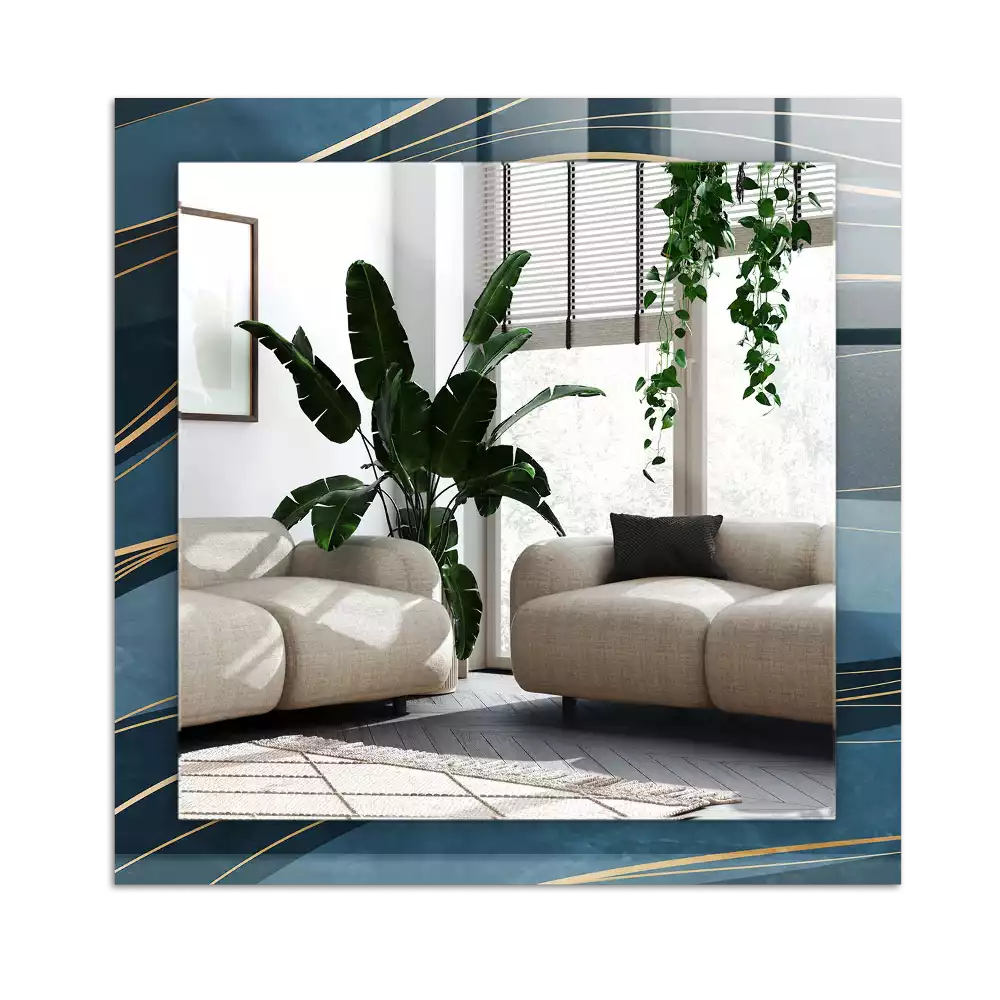 Lustro dekoracyjne prostokątne z nadrukiem przedstawiającym abstrakcyjne linie