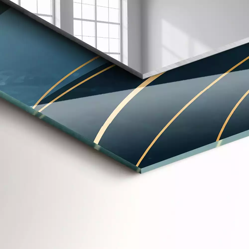 Lustro dekoracyjne prostokątne z nadrukiem przedstawiającym abstrakcyjne linie