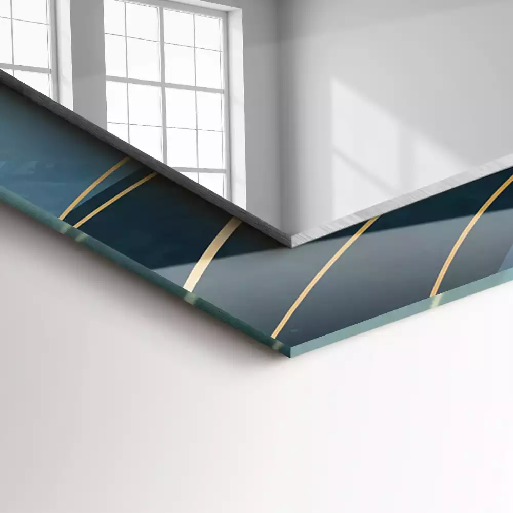 Lustro dekoracyjne prostokątne z nadrukiem przedstawiającym abstrakcyjne linie