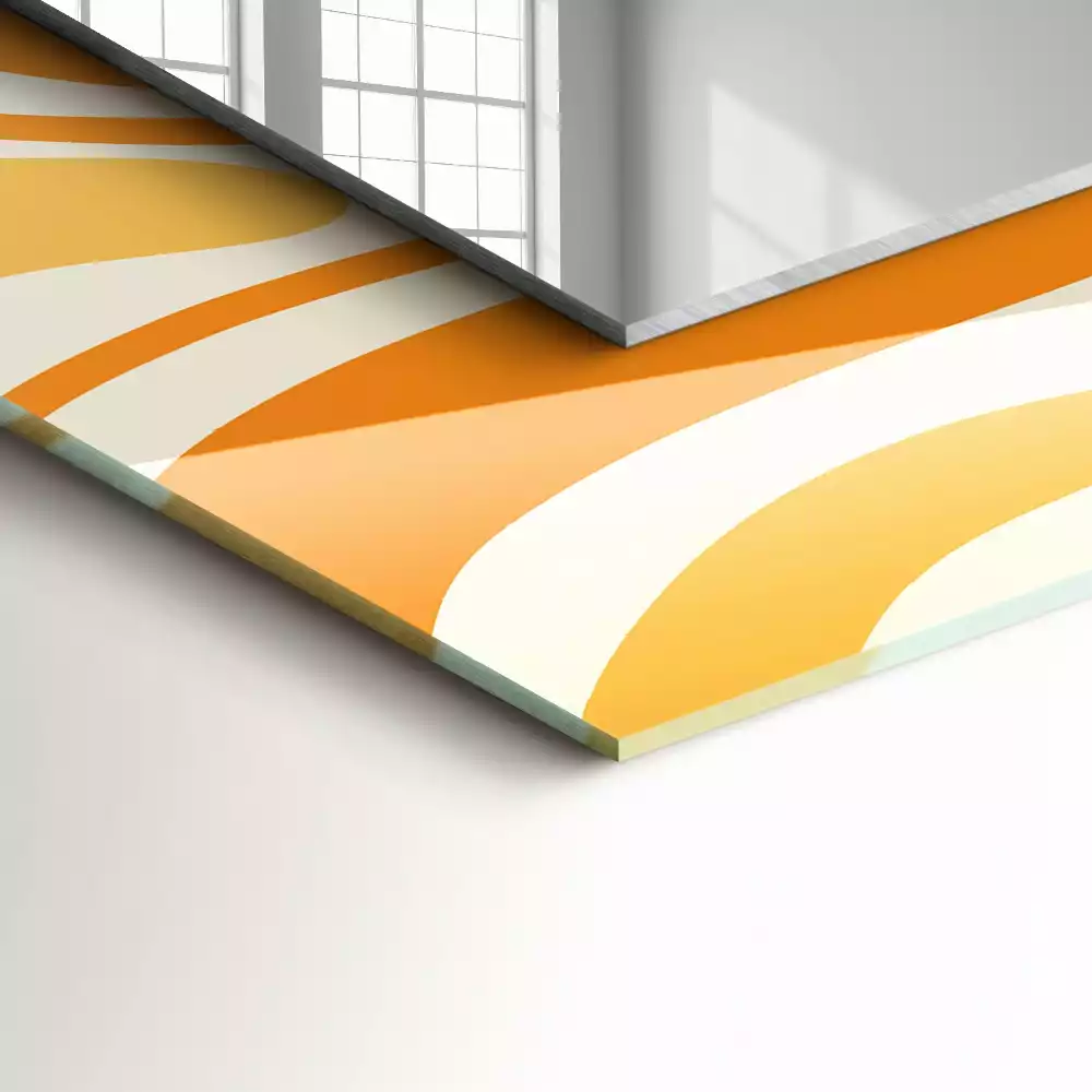 Lustro prostokątne z nadrukiem przedstawiającym abstrakcyjne pomarańczowe wzory