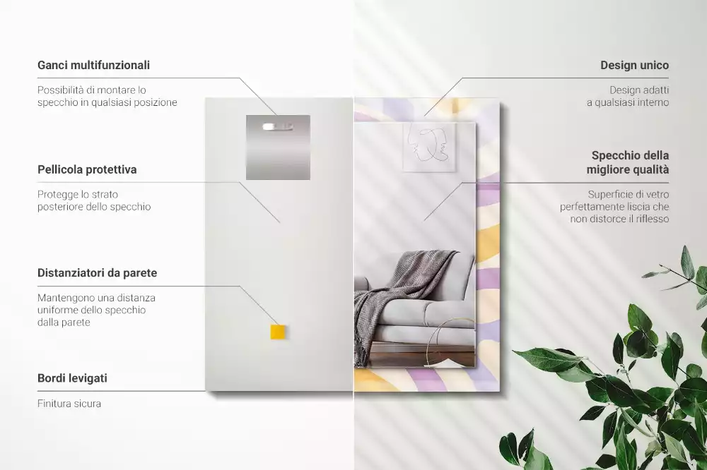 Lustro dekoracyjne z nadrukiem w abstrakcyjne kolorowe wzory