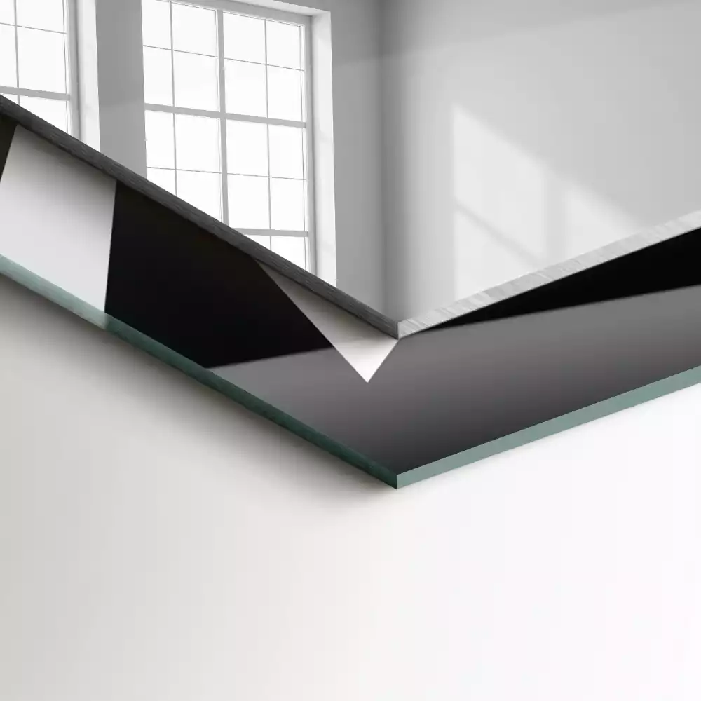 Lustro prostokątne z nadrukiem w czarno-białą geometrię