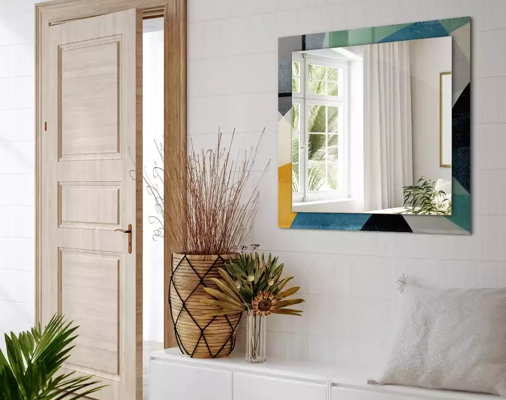 Lustro prostokątne z nadrukiem abstrakcyjnych, kolorowych wzorów