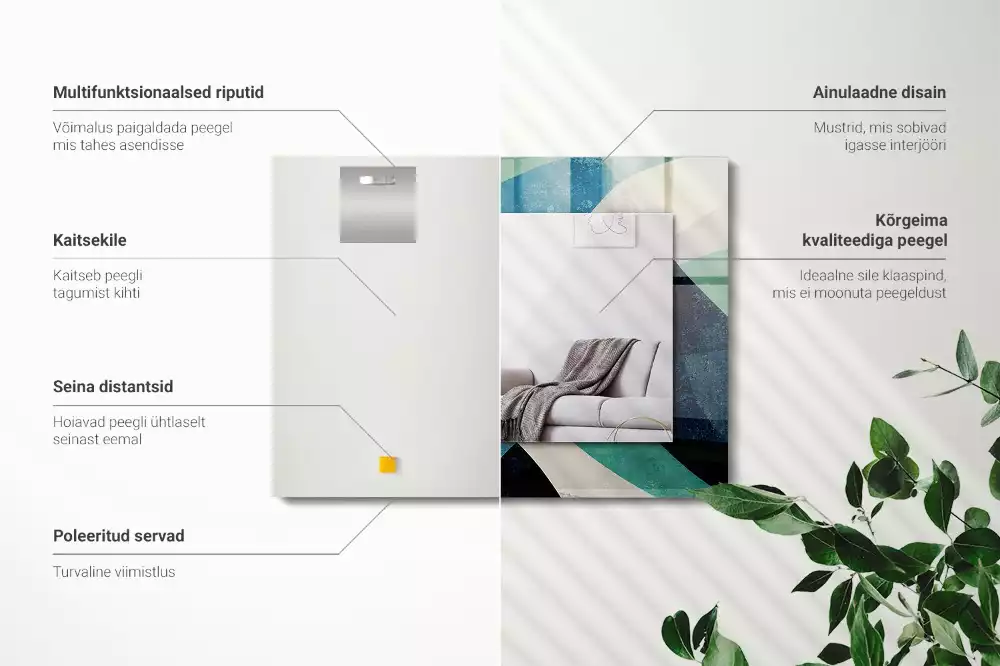 Lustro prostokątne z nadrukiem abstrakcyjnych, kolorowych wzorów