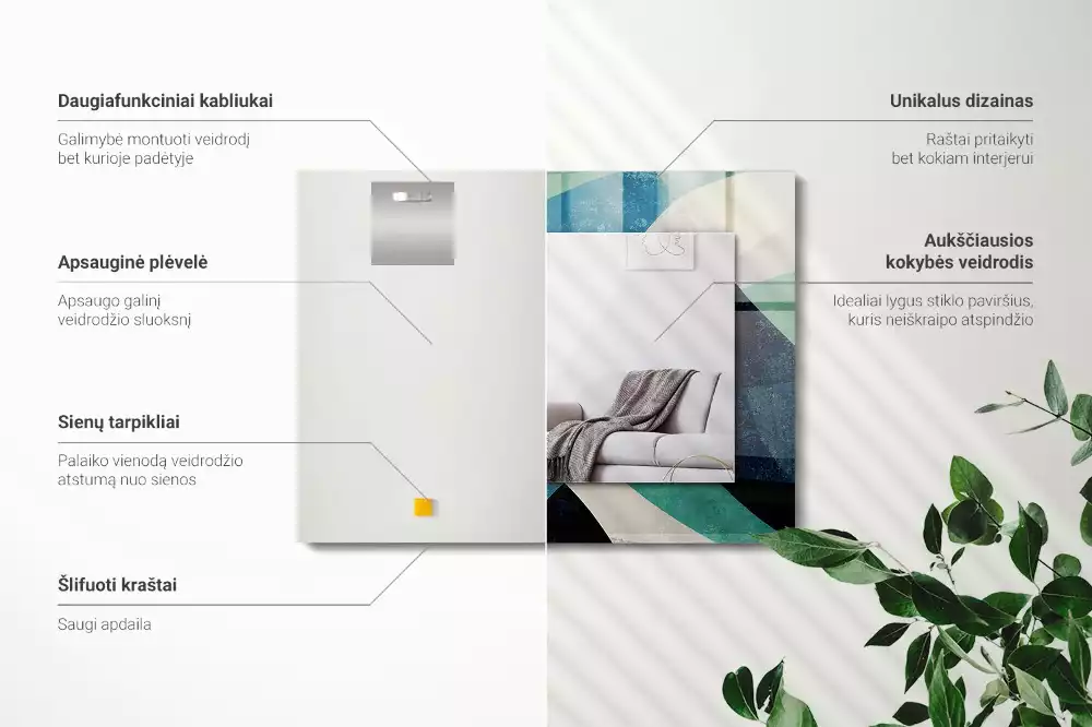 Lustro prostokątne z nadrukiem abstrakcyjnych, kolorowych wzorów