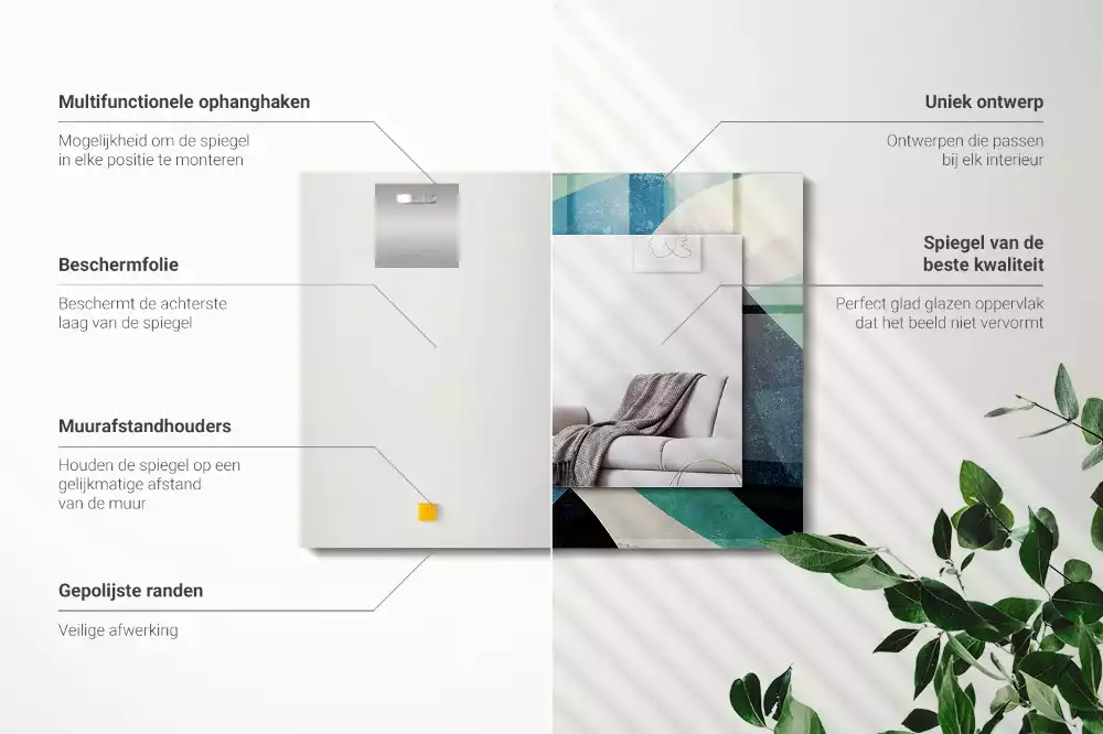 Lustro prostokątne z nadrukiem abstrakcyjnych, kolorowych wzorów