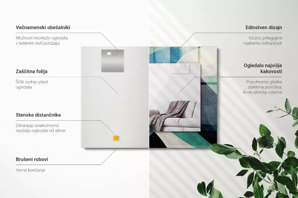 Lustro prostokątne z nadrukiem abstrakcyjnych, kolorowych wzorów