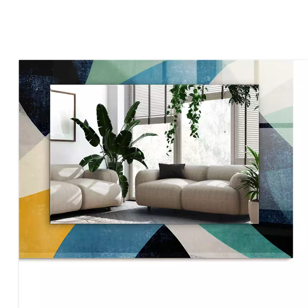 Lustro prostokątne z nadrukiem abstrakcyjnych, kolorowych wzorów