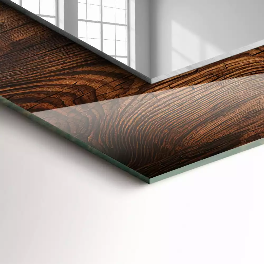 Lustro dekoracyjne w drewnianej teksturze deski