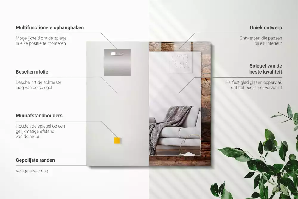 Lustro dekoracyjne w drewnianej teksturze deski