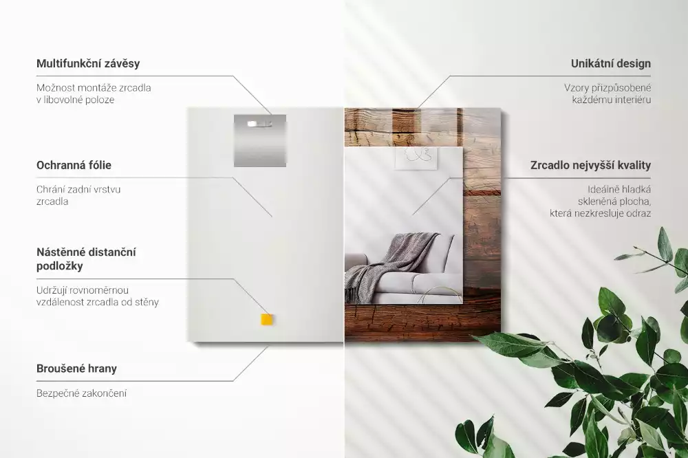 Lustro dekoracyjne w drewnianej teksturze deski