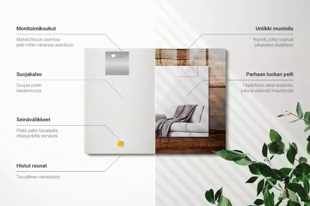 Lustro dekoracyjne w drewnianej teksturze deski