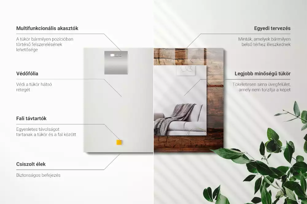 Lustro dekoracyjne w drewnianej teksturze deski