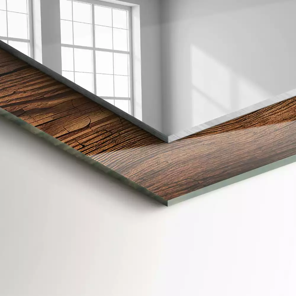 Lustro dekoracyjne w drewnianej teksturze deski