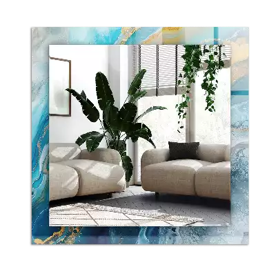 Lustro z nadrukiem prostokątne Abstrakcyjny Marmur Żywica