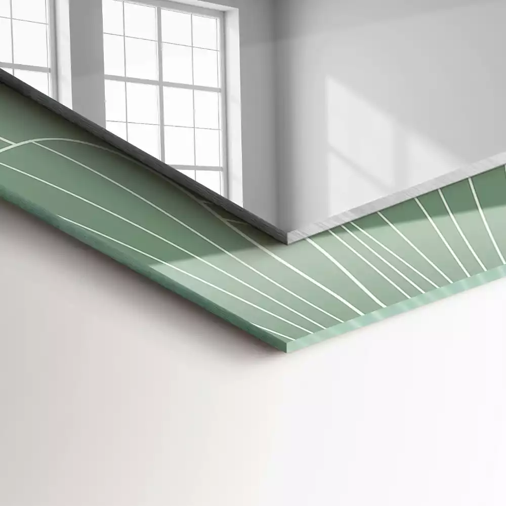 Lustro dekoracyjne z nadrukiem przedstawiającym liście miłorzębu