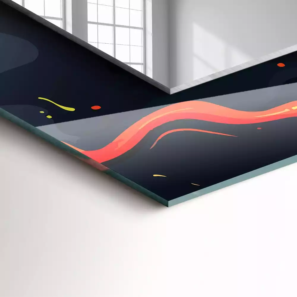 Lustro dekoracyjne prostokątne w wykończeniu Wulkaniczna Lawa