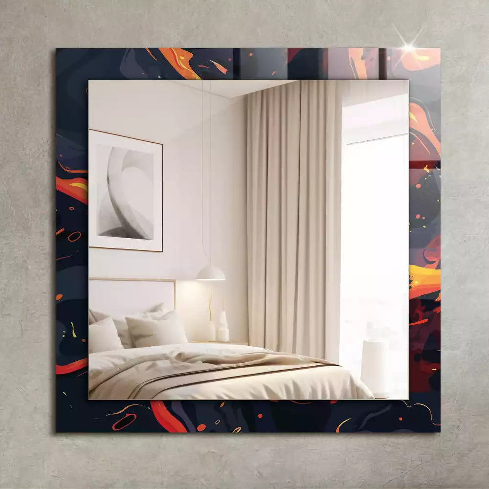 Lustro dekoracyjne prostokątne w wykończeniu Wulkaniczna Lawa