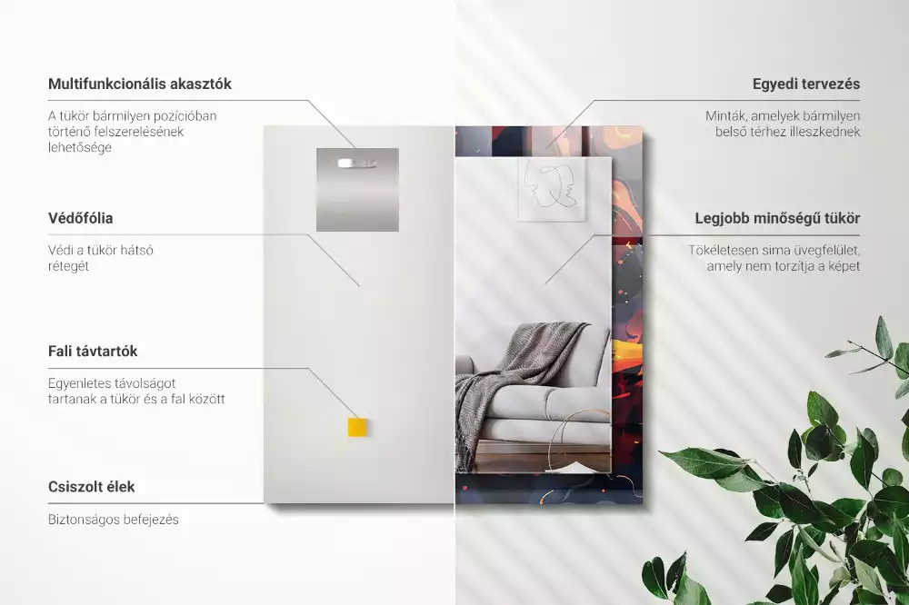 Lustro dekoracyjne prostokątne w wykończeniu Wulkaniczna Lawa