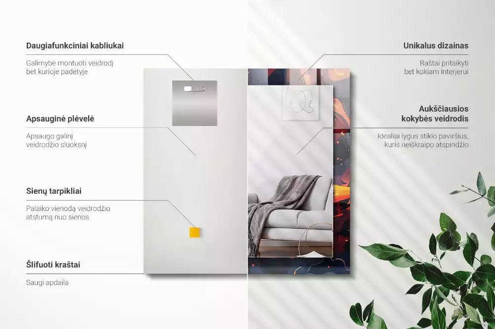 Lustro dekoracyjne prostokątne w wykończeniu Wulkaniczna Lawa