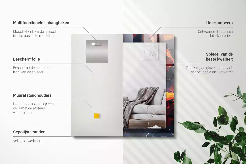 Lustro dekoracyjne prostokątne w wykończeniu Wulkaniczna Lawa