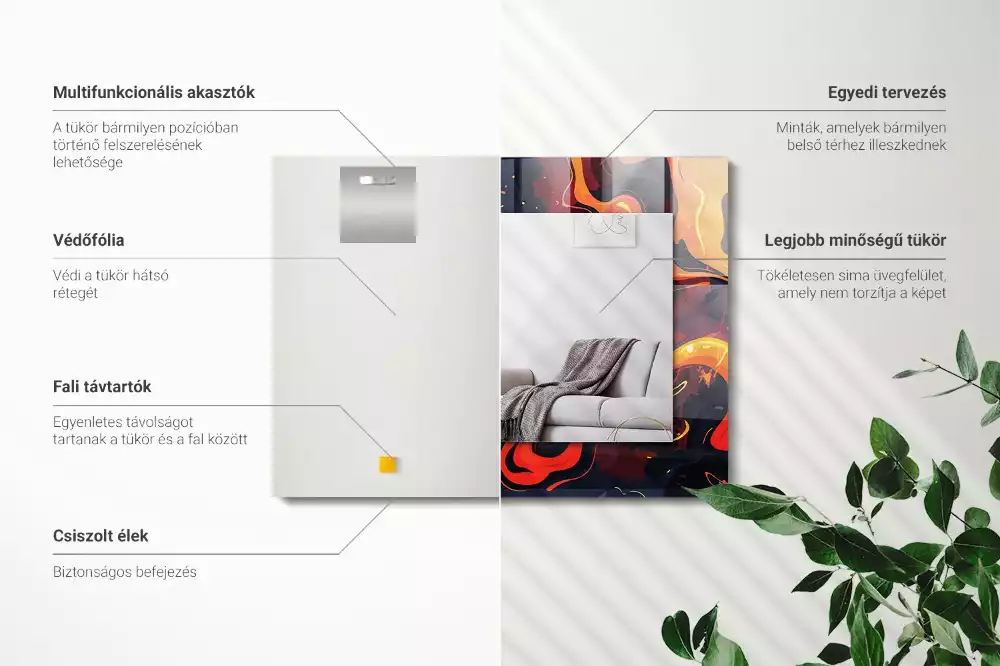 Lustro dekoracyjne prostokątne w wykończeniu Wulkaniczna Lawa