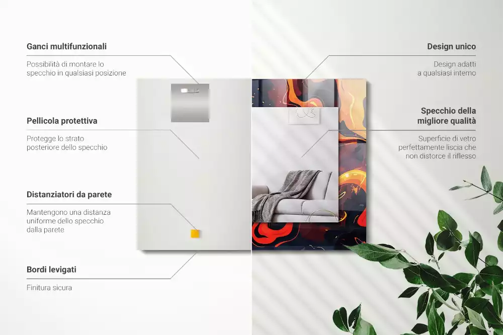 Lustro dekoracyjne prostokątne w wykończeniu Wulkaniczna Lawa