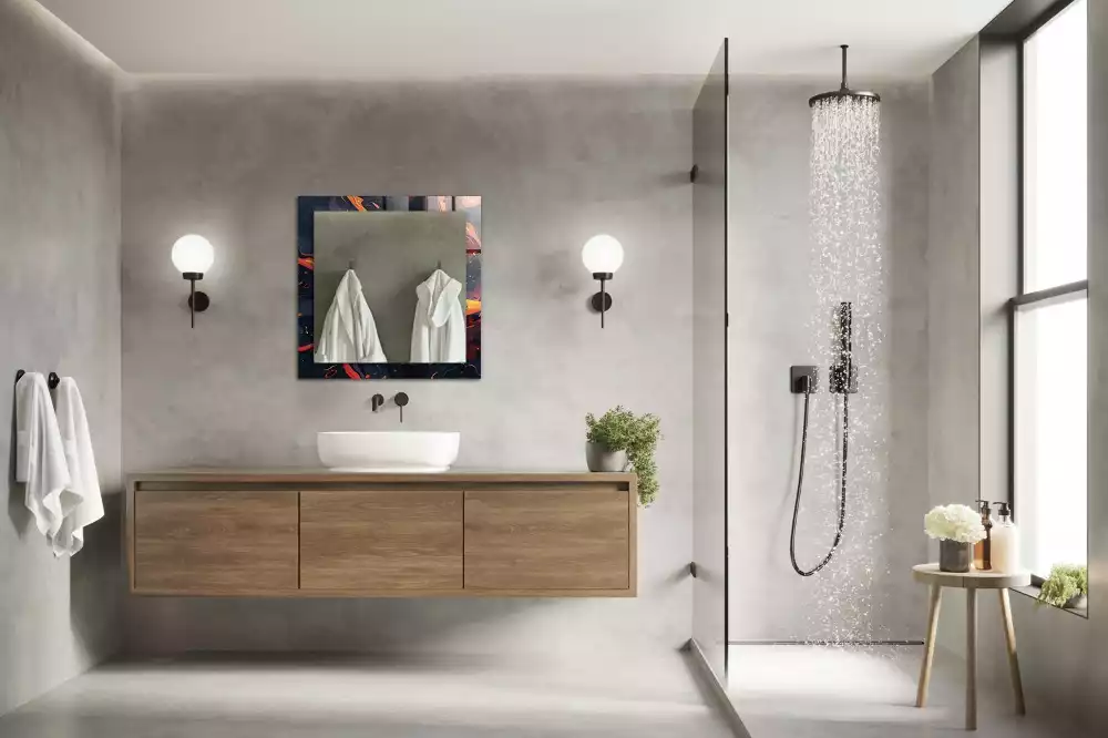 Lustro dekoracyjne prostokątne w wykończeniu Wulkaniczna Lawa