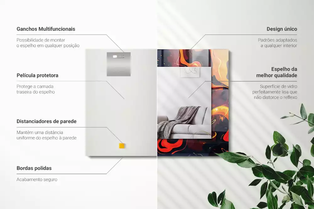 Lustro dekoracyjne prostokątne w wykończeniu Wulkaniczna Lawa